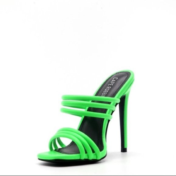 Lime Green/Neon Green Strappy Summer Stiletto Heels Womens Size 8.5 - Picture 2 of 4